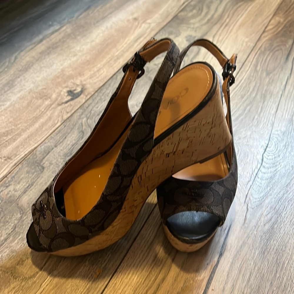 Coach signature sling back wedge